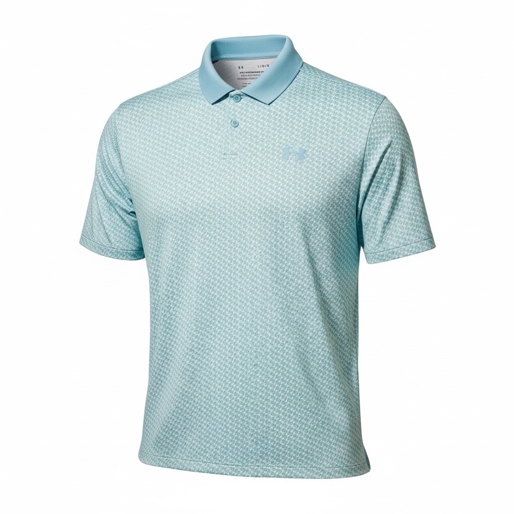 UNDER ARMOUR The Performance Polo aqua & white short sleeve polo shirt sz Large